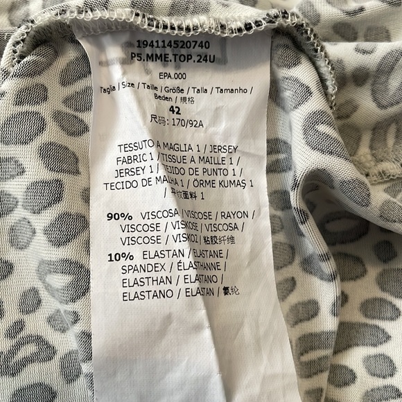 NWOT MaxMara Italy Cream Black Cheetah Print Faux Wrap Blouse IT 42 US S - Picture 5 of 5